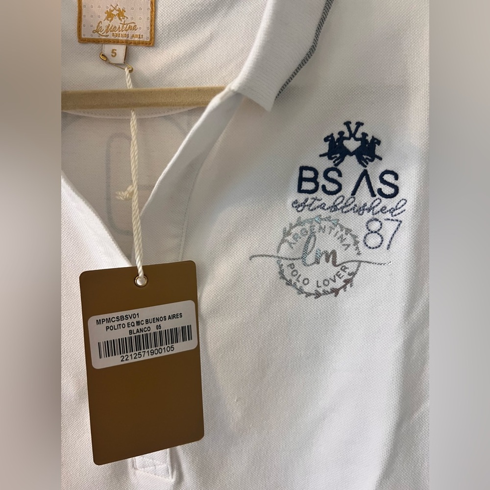 La Martina “Besos Aires” Polo White Medium. Size 5. New - Picture 4 of 8